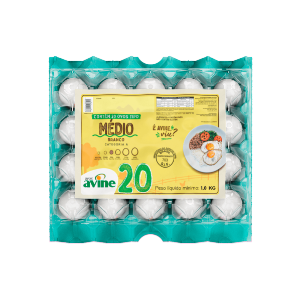 Ovos Galinha Médio Branco com 20 Plastificado Avine