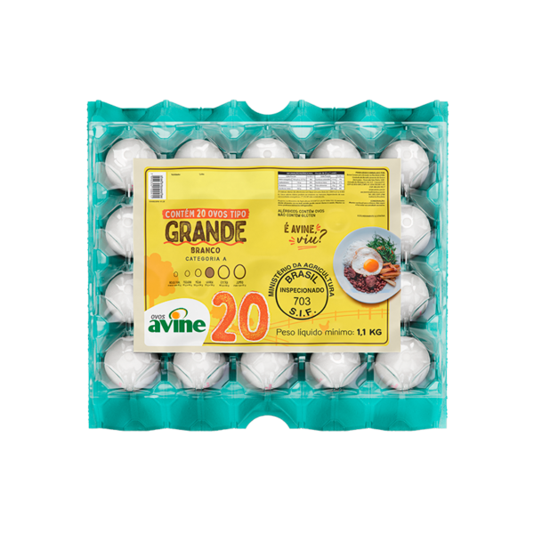 Ovos Galinha Grande Branco com 20 Plastificado Avine