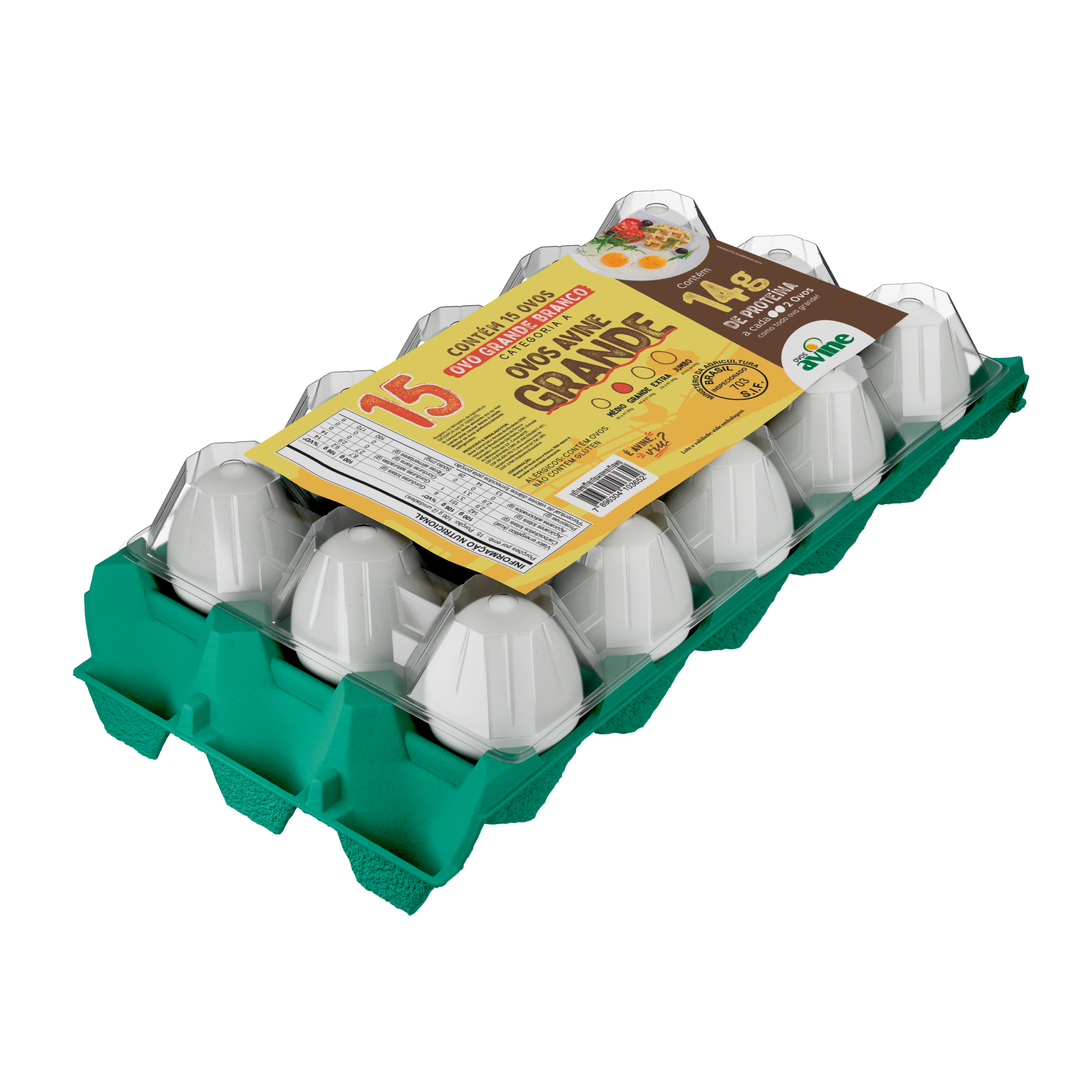 Ovos Galinha Grande Branco com 15 Plastificado Avine - Imagem 2